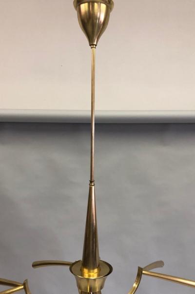  Stilnovo Italian Midcentury Sunburst Star Form 10 Arm Brass Chandelier Attr Stilnovo