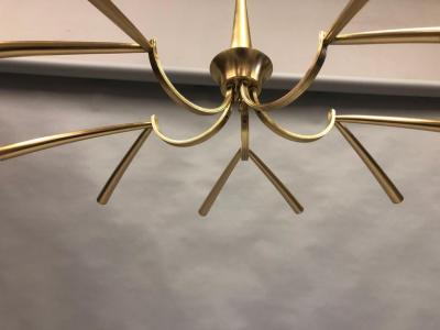  Stilnovo Italian Midcentury Sunburst Star Form 10 Arm Brass Chandelier Attr Stilnovo