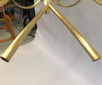  Stilnovo Italian Midcentury Sunburst Star Form 10 Arm Brass Chandelier Attr Stilnovo
