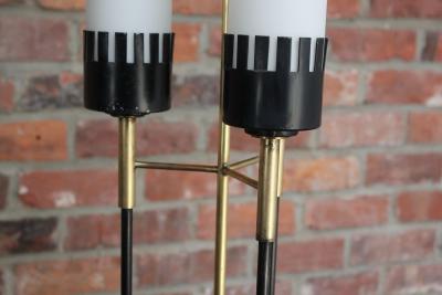  Stilnovo Italian Modernist Three Fixture Glass Brass and Metal Floor Lamp by Stilnovo
