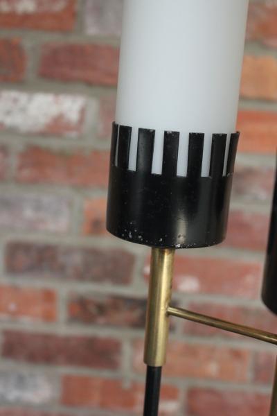  Stilnovo Italian Modernist Three Fixture Glass Brass and Metal Floor Lamp by Stilnovo