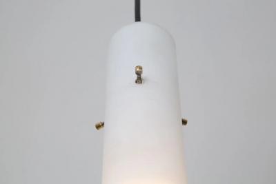  Stilnovo Large 1950s Glass and Brass Suspension Light Attributed to Stilnovo
