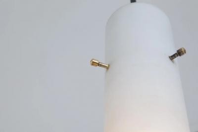  Stilnovo Large 1950s Glass and Brass Suspension Light Attributed to Stilnovo