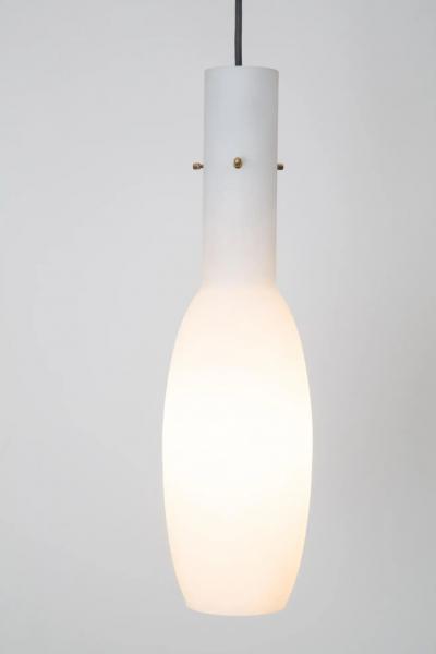  Stilnovo Large 1950s Glass and Brass Suspension Light Attributed to Stilnovo
