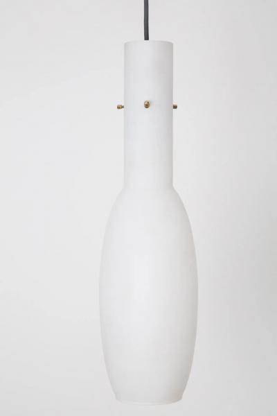  Stilnovo Large 1950s Glass and Brass Suspension Light Attributed to Stilnovo
