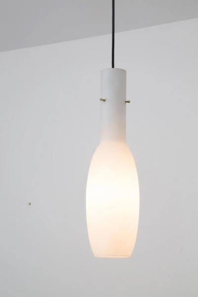  Stilnovo Large 1950s Glass and Brass Suspension Light Attributed to Stilnovo
