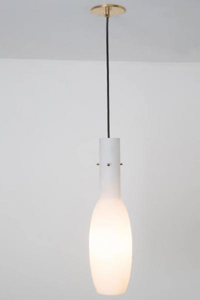  Stilnovo Large 1950s Glass and Brass Suspension Light Attributed to Stilnovo