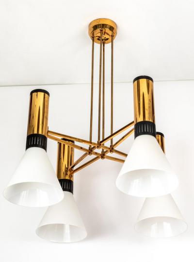  Stilnovo Large 1950s Stilnovo 4 Cone Model 1174 Chandelier