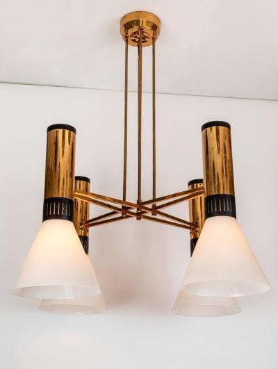  Stilnovo Large 1950s Stilnovo 4 Cone Model 1174 Chandelier