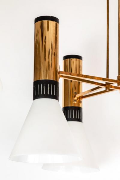  Stilnovo Large 1950s Stilnovo 4 Cone Model 1174 Chandelier