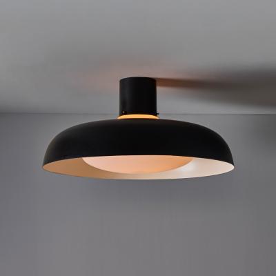  Stilnovo Large 1950s Stilnovo Black Metal and Opaline Glass Ceiling Lamp by Bruno Gatta