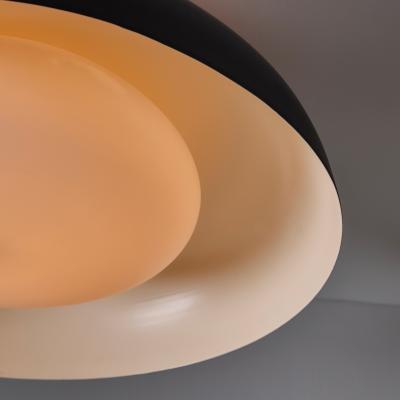  Stilnovo Large 1950s Stilnovo Black Metal and Opaline Glass Ceiling Lamp by Bruno Gatta