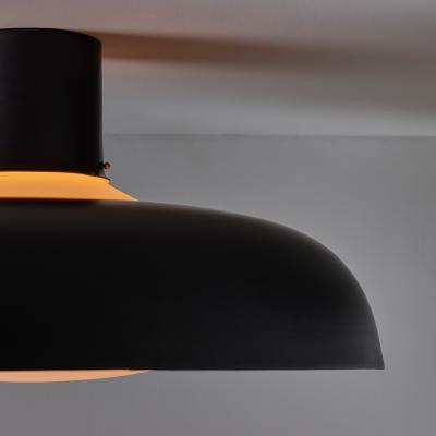  Stilnovo Large 1950s Stilnovo Black Metal and Opaline Glass Ceiling Lamp by Bruno Gatta