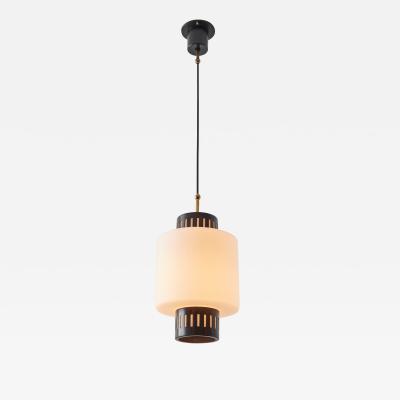  Stilnovo Large 1950s Stilnovo Glass and Metal Pendant