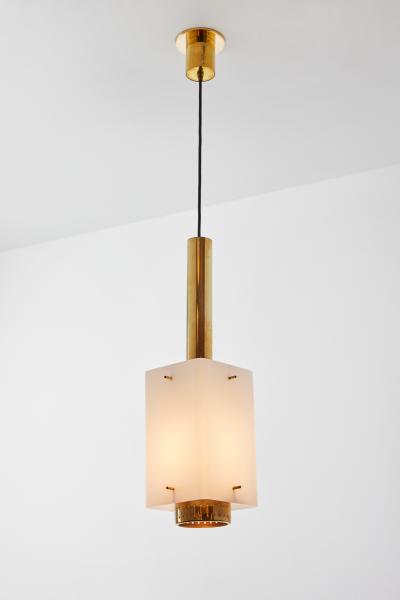  Stilnovo Large 1950s Stilnovo Model Brass and Glass Pendant with Original Yellow Label