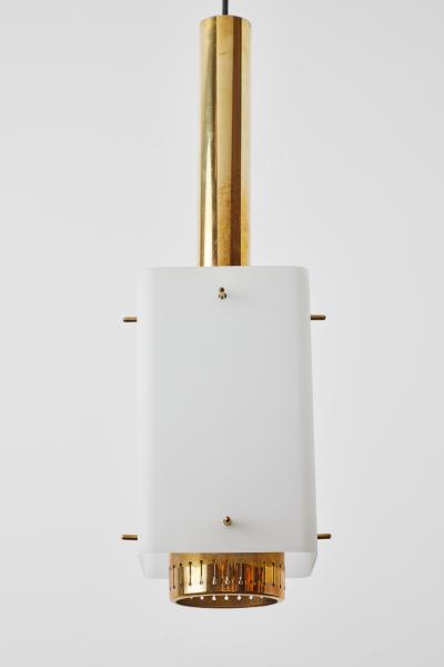  Stilnovo Large 1950s Stilnovo Model Brass and Glass Pendant with Original Yellow Label