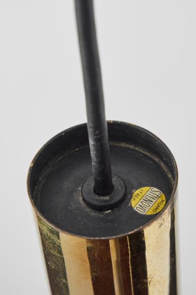  Stilnovo Large 1950s Stilnovo Model Brass and Glass Pendant with Original Yellow Label