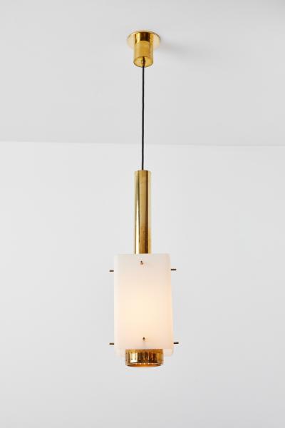  Stilnovo Large 1950s Stilnovo Model Brass and Glass Pendant with Original Yellow Label