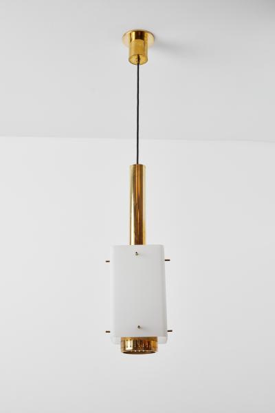  Stilnovo Large 1950s Stilnovo Model Brass and Glass Pendant with Original Yellow Label