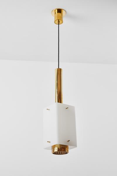  Stilnovo Large 1950s Stilnovo Model Brass and Glass Pendant with Original Yellow Label