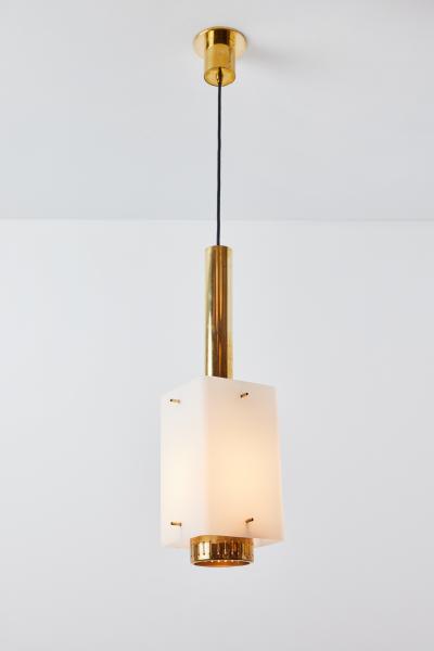  Stilnovo Large 1950s Stilnovo Model Brass and Glass Pendant with Original Yellow Label