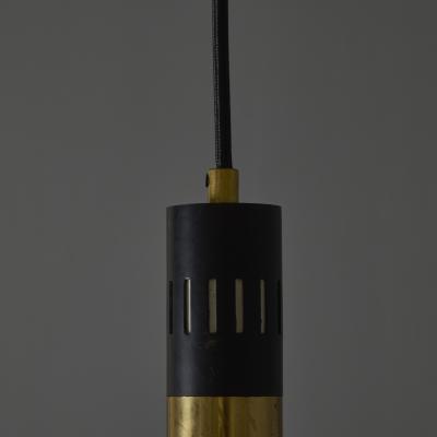  Stilnovo Large 1950s Stilnovo Opaline Glass and Brass Pendant Lamp