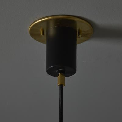  Stilnovo Large 1950s Stilnovo Opaline Glass and Brass Pendant Lamp