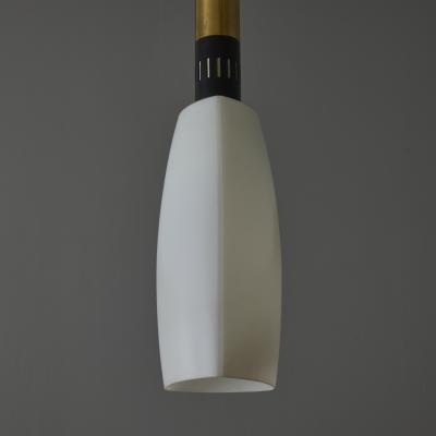  Stilnovo Large 1950s Stilnovo Opaline Glass and Brass Pendant Lamp
