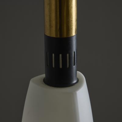  Stilnovo Large 1950s Stilnovo Opaline Glass and Brass Pendant Lamp