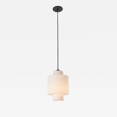  Stilnovo Large 1950s Stilnovo Pendant in Sculptural Opaline Glass and Brass