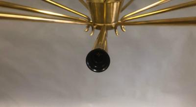  Stilnovo Large Italian Midcentury Brass Sunburst or Star Flush Mount Pendant Stilnovo