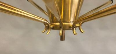  Stilnovo Large Italian Midcentury Brass Sunburst or Star Flush Mount Pendant Stilnovo