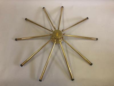  Stilnovo Large Italian Midcentury Brass Sunburst or Star Flush Mount Pendant Stilnovo