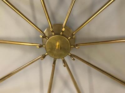  Stilnovo Large Italian Midcentury Brass Sunburst or Star Flush Mount Pendant Stilnovo