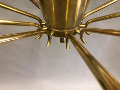  Stilnovo Large Italian Midcentury Brass Sunburst or Star Flush Mount Pendant Stilnovo