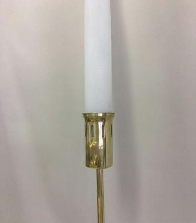  Stilnovo Large Italian Modern Neoclassic 2 Tier Brass Satin Glass Chandelier Stilnovo