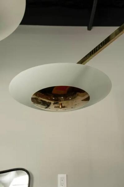  Stilnovo Large Scale Italian Brass And Glass Chandelier Attributed To Stilnovo