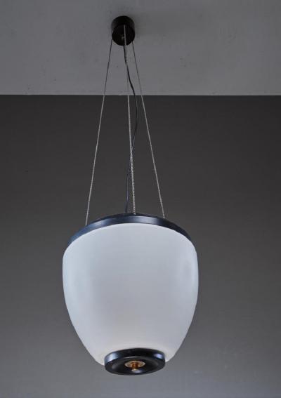  Stilnovo Large glass onion shaped Stilnovo Sciolari chandelier with three ballchains