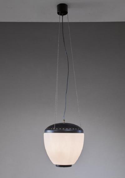  Stilnovo Large glass onion shaped Stilnovo Sciolari chandelier with three ballchains
