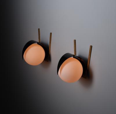  Stilnovo Mid Century Italian Sconces Vintage STILNOVO Brass and Opaline Glass appliques