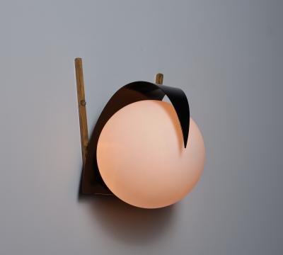  Stilnovo Mid Century Italian Sconces Vintage STILNOVO Brass and Opaline Glass appliques