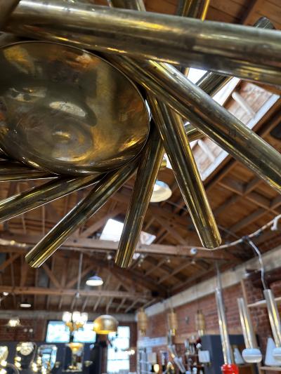  Stilnovo Mid Century Italian Small Stilnovo Orbit Chandelier Brass Italy 1955