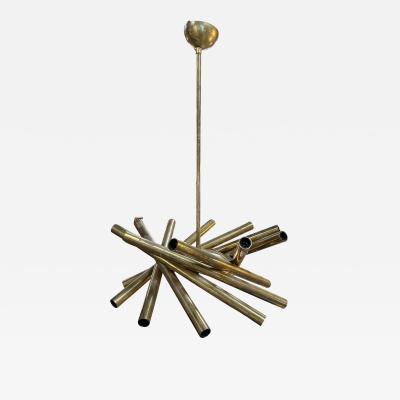  Stilnovo Mid Century Italian Small Stilnovo Orbit Chandelier Brass Italy 1955