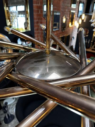  Stilnovo Mid Century Italian Stilnovo Orbit Chandelier Brass Italy 1955