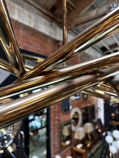  Stilnovo Mid Century Italian Stilnovo Orbit Chandelier Brass Italy 1955