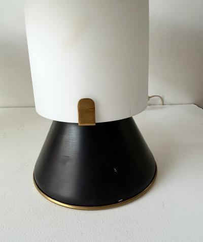  Stilnovo Mid Century Modern Pair of Lamps Brass Lacquered Metal by Stilnovo Italy 1950s