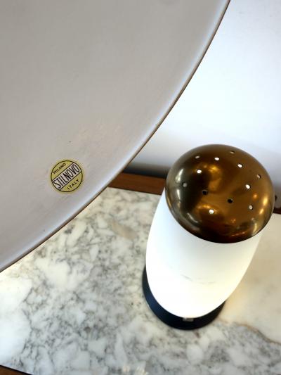  Stilnovo Mid Century Modern Pair of Lamps Brass Lacquered Metal by Stilnovo Italy 1950s