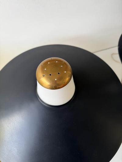  Stilnovo Mid Century Modern Pair of Lamps Brass Lacquered Metal by Stilnovo Italy 1950s