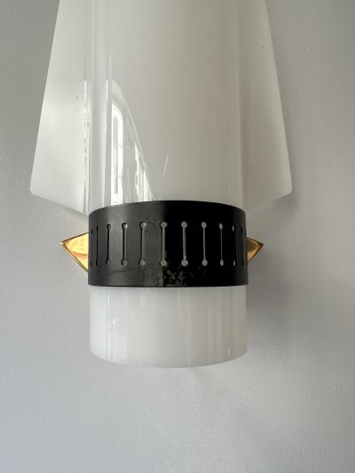  Stilnovo Mid Century Modern Sconces Perspex Brass by Stilnovo Italy 1960s