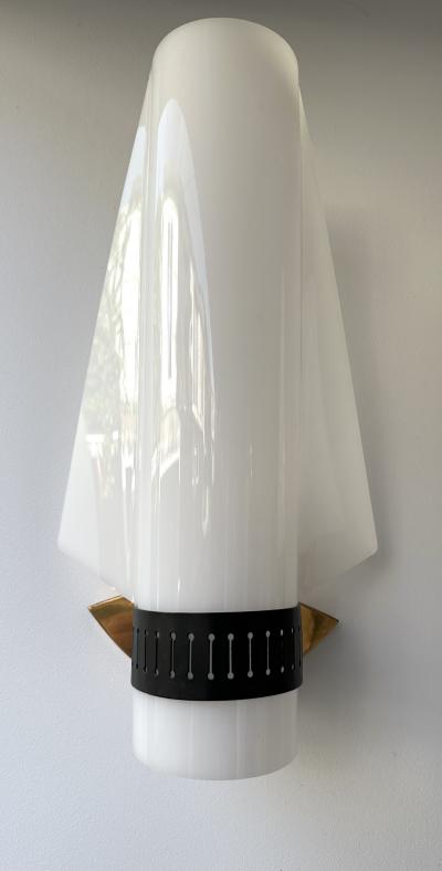  Stilnovo Mid Century Modern Sconces Perspex Brass by Stilnovo Italy 1960s